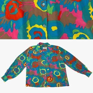 Vintage Lilli Ann Collections Union Made ILGWU Multicolor Blouse Top Size 12